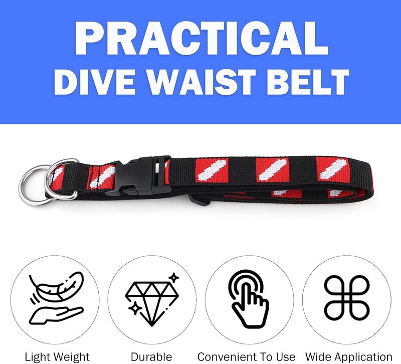 Dawitrly Scuba Diving Belt with Quick Release Buckle, Adjustable Dive Belt with D Ring & Movable Ring, Dive Flag Webbing Diving Gear Hanging Strap for Scuba Diving, Freediving, Snorkeling - Image 3